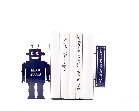 Держатель для книг «Читающий робот» (темно-синий) 1619075661894