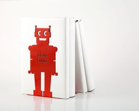 Книгодержатель металевий «Робот який читае» (червоний) 1619368116294