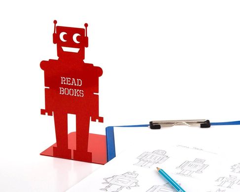 Книгодержатель металлический «Читающий робот» (красный) 1619368116294