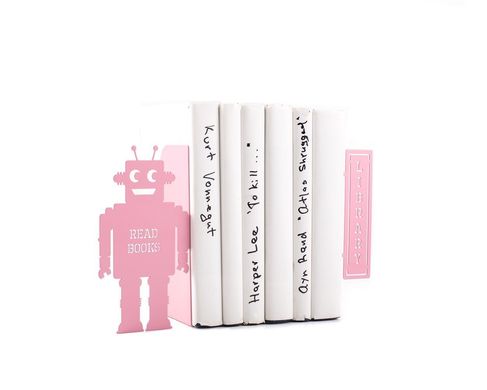 Держатели для книг «Читающий робот» (розовый) 1619369263174
