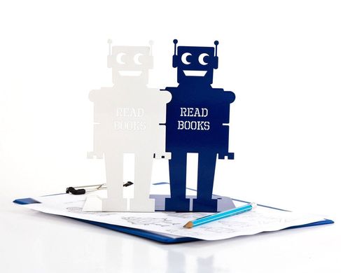 Тримач для книг «Читаючий робот» (синій) 1619368771654