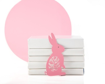 Закладка для книг «Щасливий заєць» (рожевий колір) BM02_happy_easter_rabbit